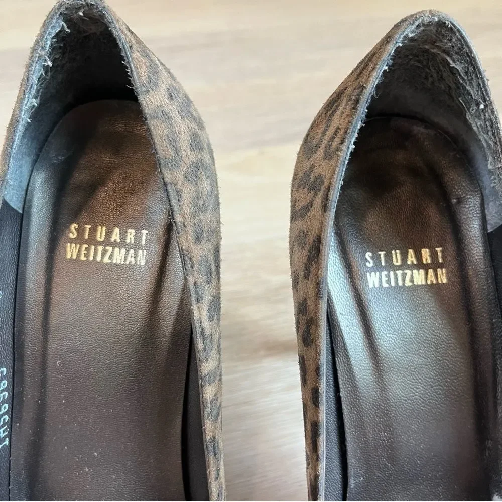 Stuart Weitzman Casstilts Leopard Suede Platform Pumps size 9